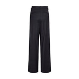 Navy nålestribede wide leg bukser set bagfra med to lommer bagpå