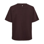 Brun Numanta t-shirt fra Nümph bagfra med lille lyserødt mærke i nakken
