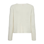Hvid ribstrikket pullover med lange ærmer fra Nümph set bagfra