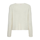 Hvid ribstrikket pullover med lange ærmer fra Nümph set bagfra