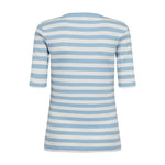 Blå og hvid stribet t-shirt Numixie fra Nümph i ribbet stof set bagfra