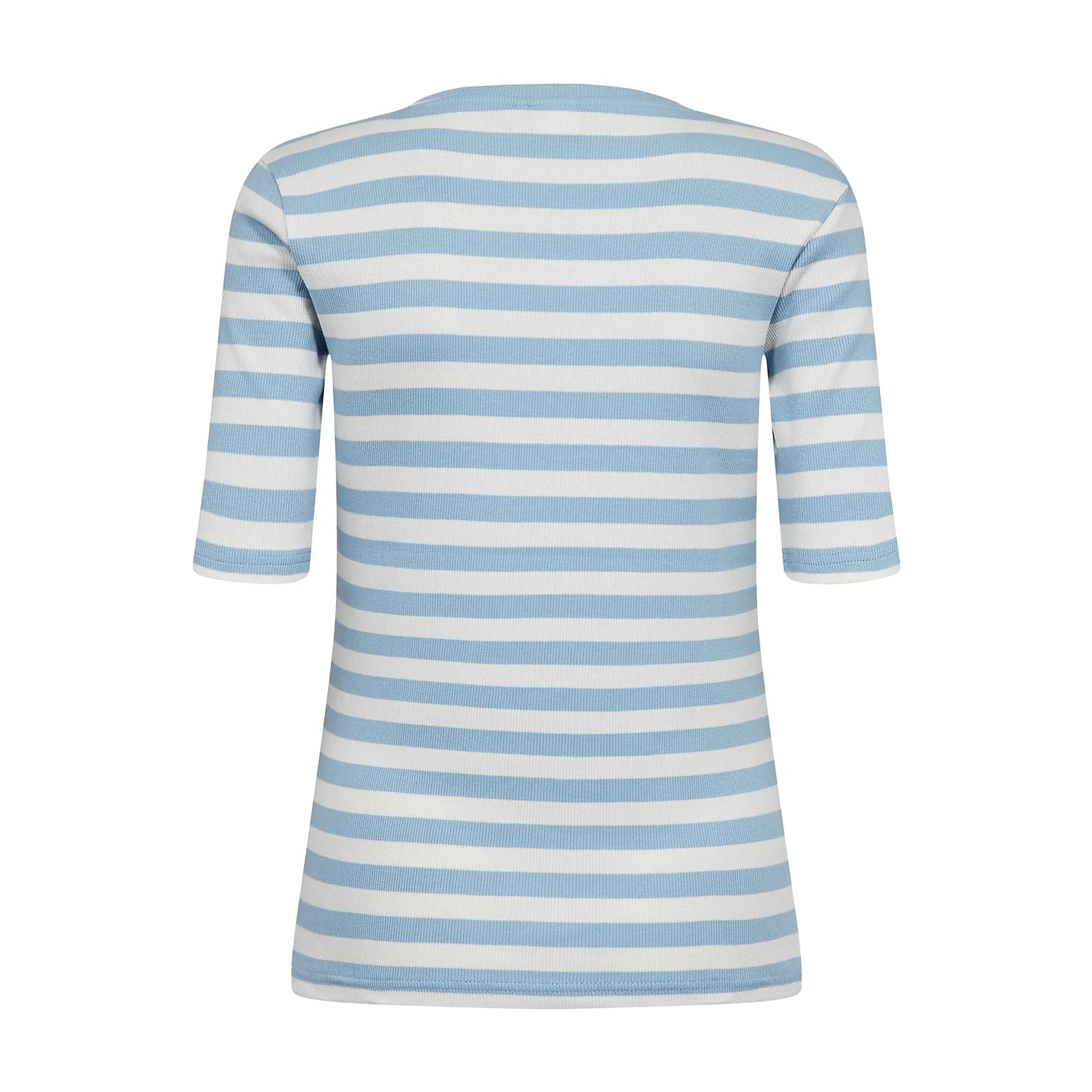 Blå og hvid stribet t-shirt Numixie fra Nümph i ribbet stof set bagfra