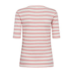 Pink og hvid stribet t-shirt i ribbet stof fra Nümph set bagfra