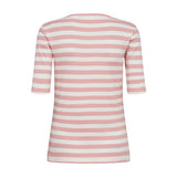 Pink og hvid stribet t-shirt i ribbet stof fra Nümph set bagfra