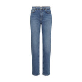 Blå straight jeans med høj talje fra Nümph i Medium Blue Denim set forfra