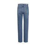 Blå Nuoslo straight jeans set bagfra med to baglommer og mærke på linningen