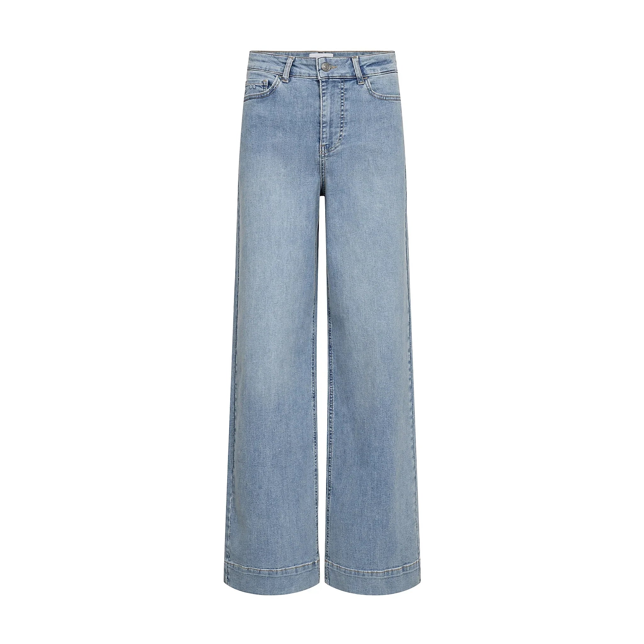Lyseblå Nuparis wide leg jeans fra Nümph i Light Blue Stonewashed set forfra