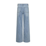 Lyseblå Nuparis wide leg jeans fra Nümph set bagfra med baglommer og mærke på linningen
