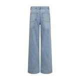 Lyseblå Nuparis wide leg jeans fra Nümph set bagfra med baglommer og mærke på linningen