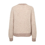 Grå stribet cardigan Nuriette Mini Stripe set bagfra med ribkant forneden og ved ærmerne