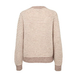 Grå stribet cardigan Nuriette Mini Stripe set bagfra med ribkant forneden og ved ærmerne