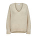Beige pullover med V-hals fra Nümph set forfra uden model
