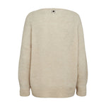 Beige pullover fra Nümph set bagfra uden model med lille knap ved nakken