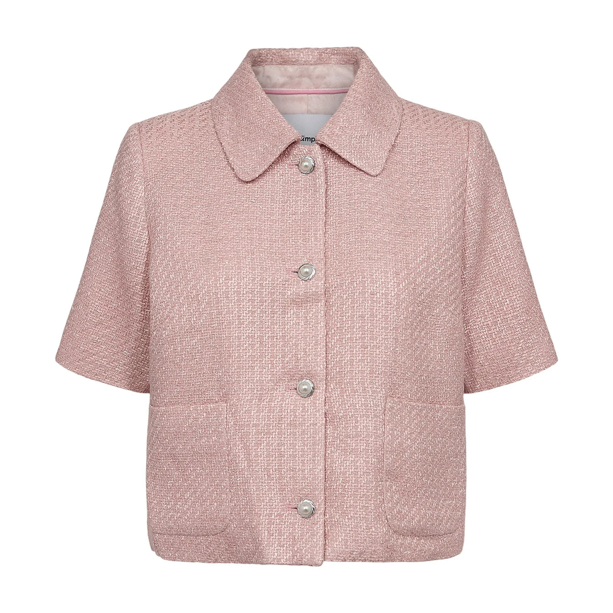 Pink Nushana jakke fra Nümph i Peony set forfra med krave, perlelignende knapper og to lommer