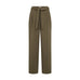 Grønne wide leg bukser Nushelpy Pants fra Nümph i Forest Night set forfra med bindebælte, læg og pressefolder