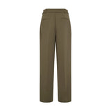 Grønne wide leg bukser Nushelpy Pants fra Nümph set bagfra med bæltestropper og to lommer bagpå