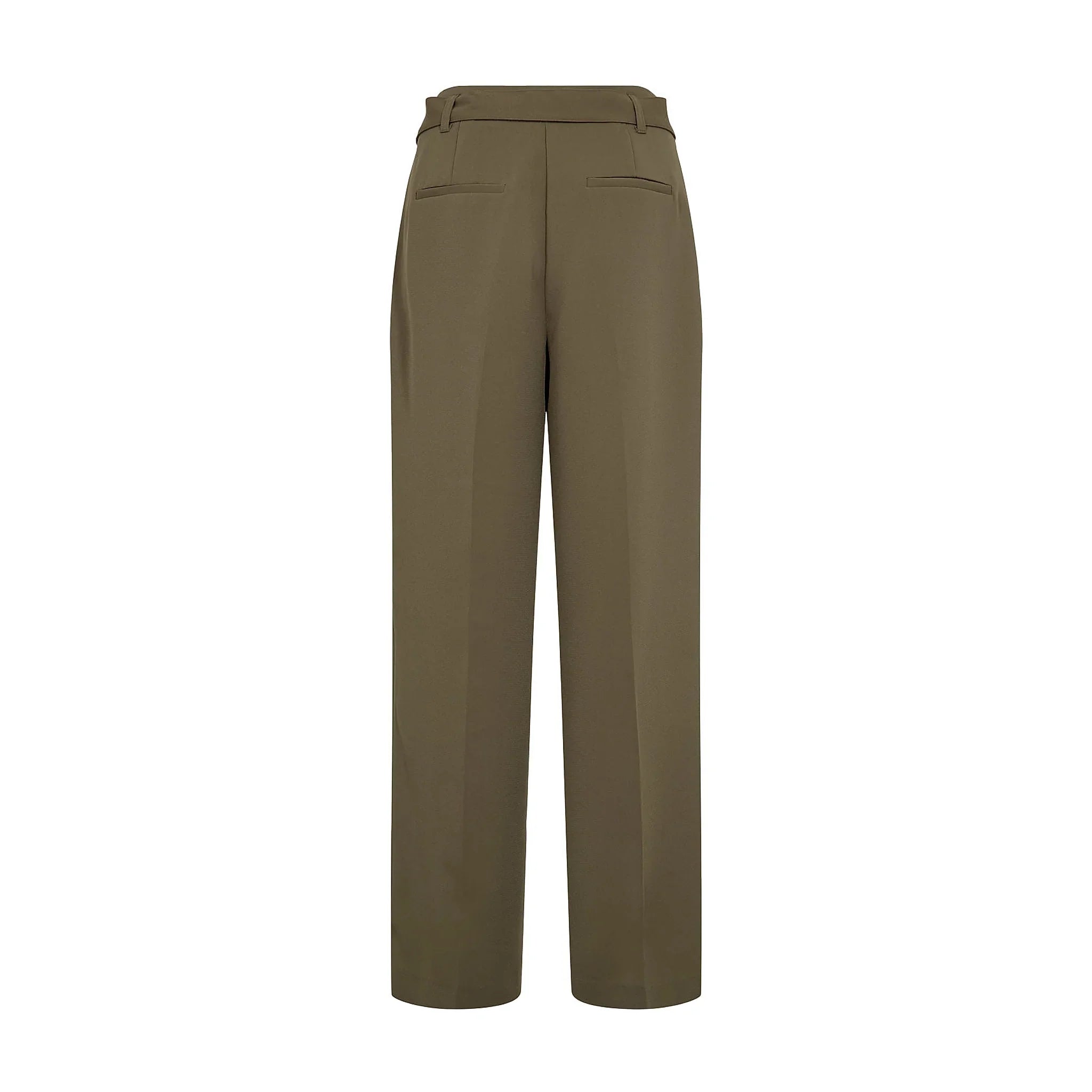 Grønne wide leg bukser Nushelpy Pants fra Nümph set bagfra med bæltestropper og to lommer bagpå