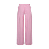 Pink wide leg bukser med to lommer bagpå og elastisk linning, set bagfra