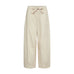 Beige wide leg bukser fra Nümph forfra med elastisk linning og bindebånd