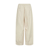 Beige cropped bukser i bomuld bagfra med to lommer bagpå