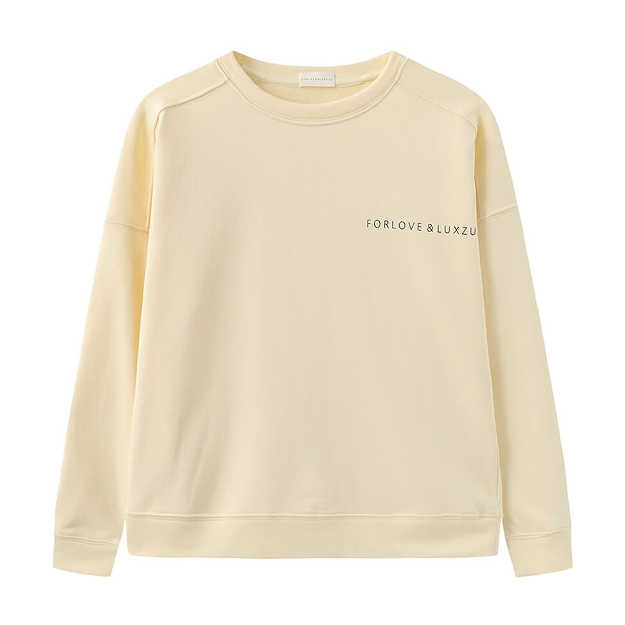 Gul sweatshirt Lovelux fra OneTwo Luxzuz forfra med rund hals og logoprint på brystet