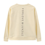 Gul sweatshirt Lovelux fra OneTwo Luxzuz bagfra med lodret logoprint ned ad ryggen