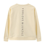 Gul sweatshirt Lovelux fra OneTwo Luxzuz bagfra med lodret logoprint ned ad ryggen
