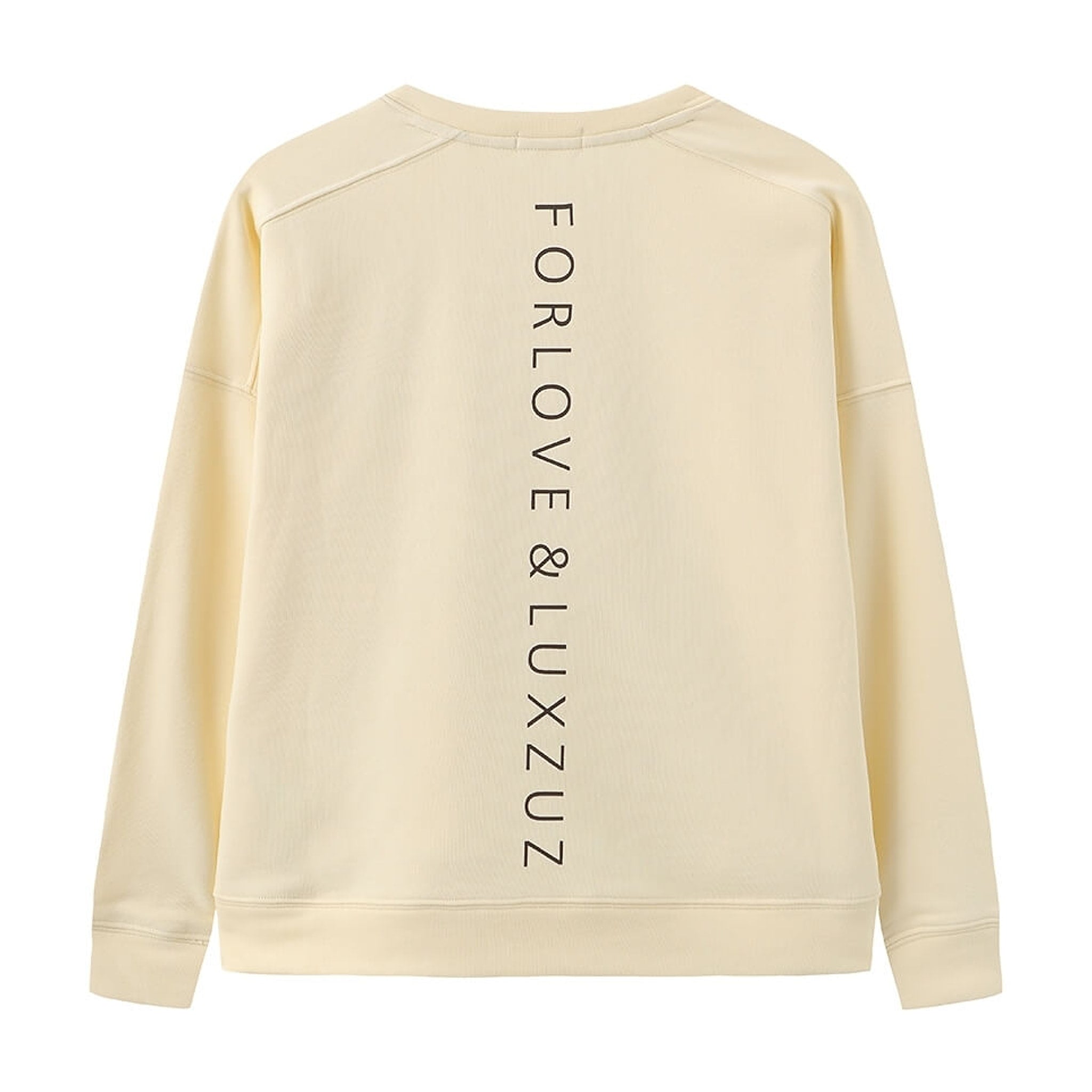 Gul sweatshirt Lovelux fra OneTwo Luxzuz bagfra med lodret logoprint ned ad ryggen