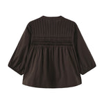 Brun bluse Percha Blouse fra OneTwo Luxzuz bagfra med læg og rynker over ryggen