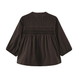 Brun bluse Percha Blouse fra OneTwo Luxzuz bagfra med læg og rynker over ryggen