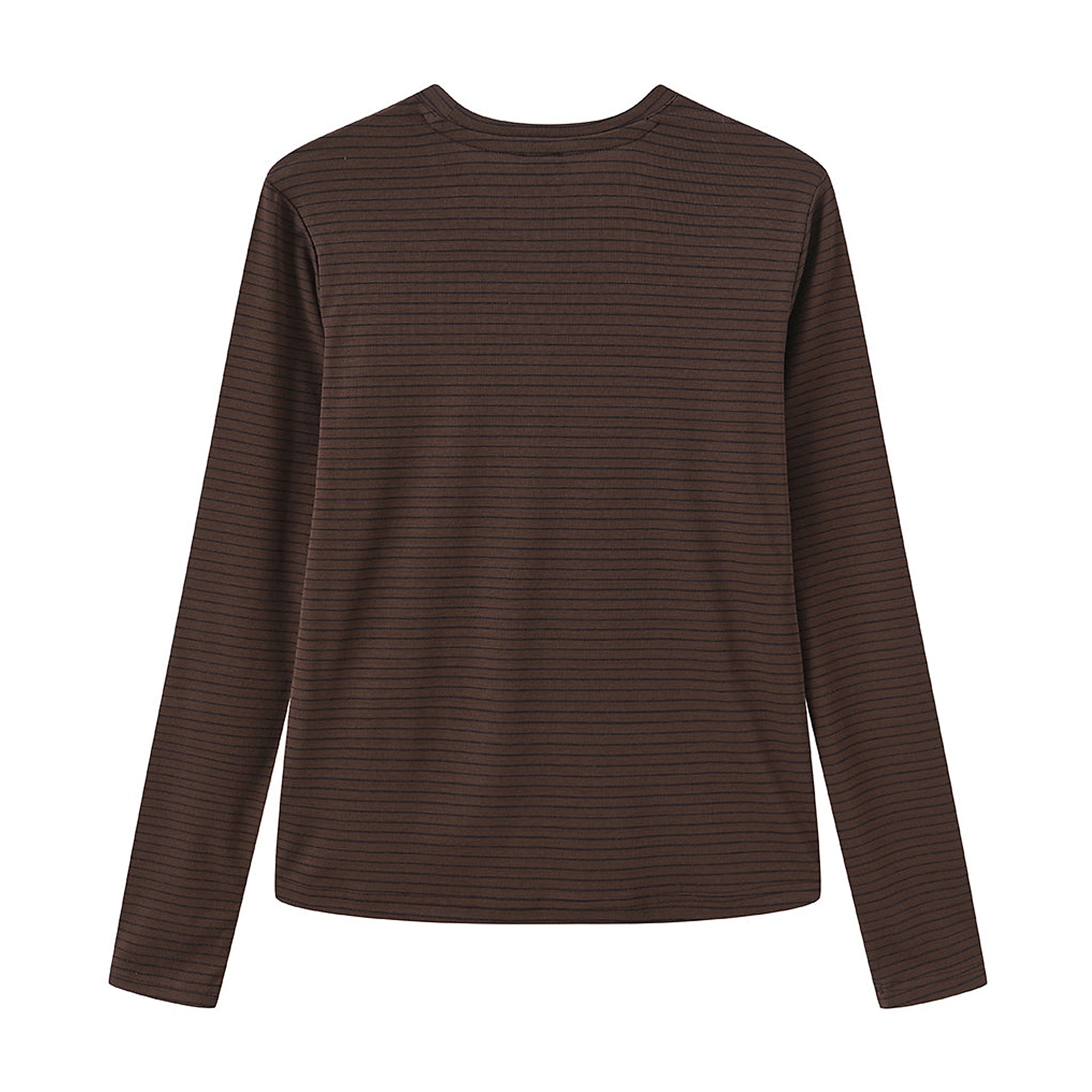 Brun stribet t-shirt med lange ærmer set bagfra