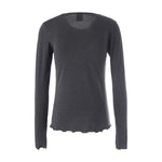 Grå langærmet t-shirt Sigba i Dark Grey Melange set bagfra med bølget kant forneden