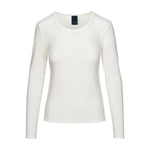 Hvid langærmet t-shirt Sigba i Cream fra OneTwo Luxzuz med rund hals, set forfra