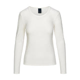 Hvid langærmet t-shirt Sigba i Cream fra OneTwo Luxzuz med rund hals, set forfra