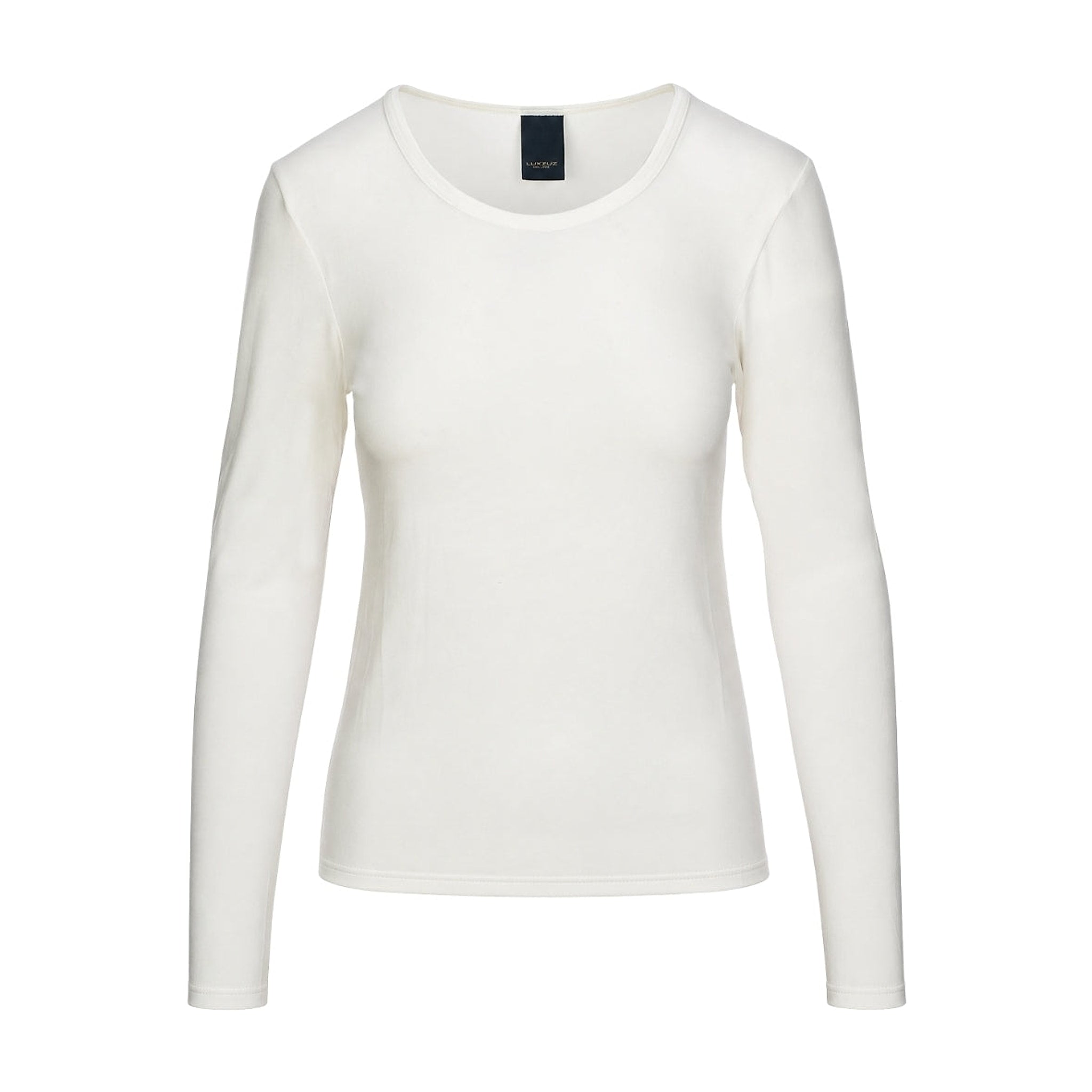 Hvid langærmet t-shirt Sigba i Cream fra OneTwo Luxzuz med rund hals, set forfra