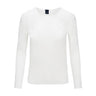 Cremehvid Sigborg mesh bluse fra OneTwo Luxzuz med lange ærmer og rund hals set forfra