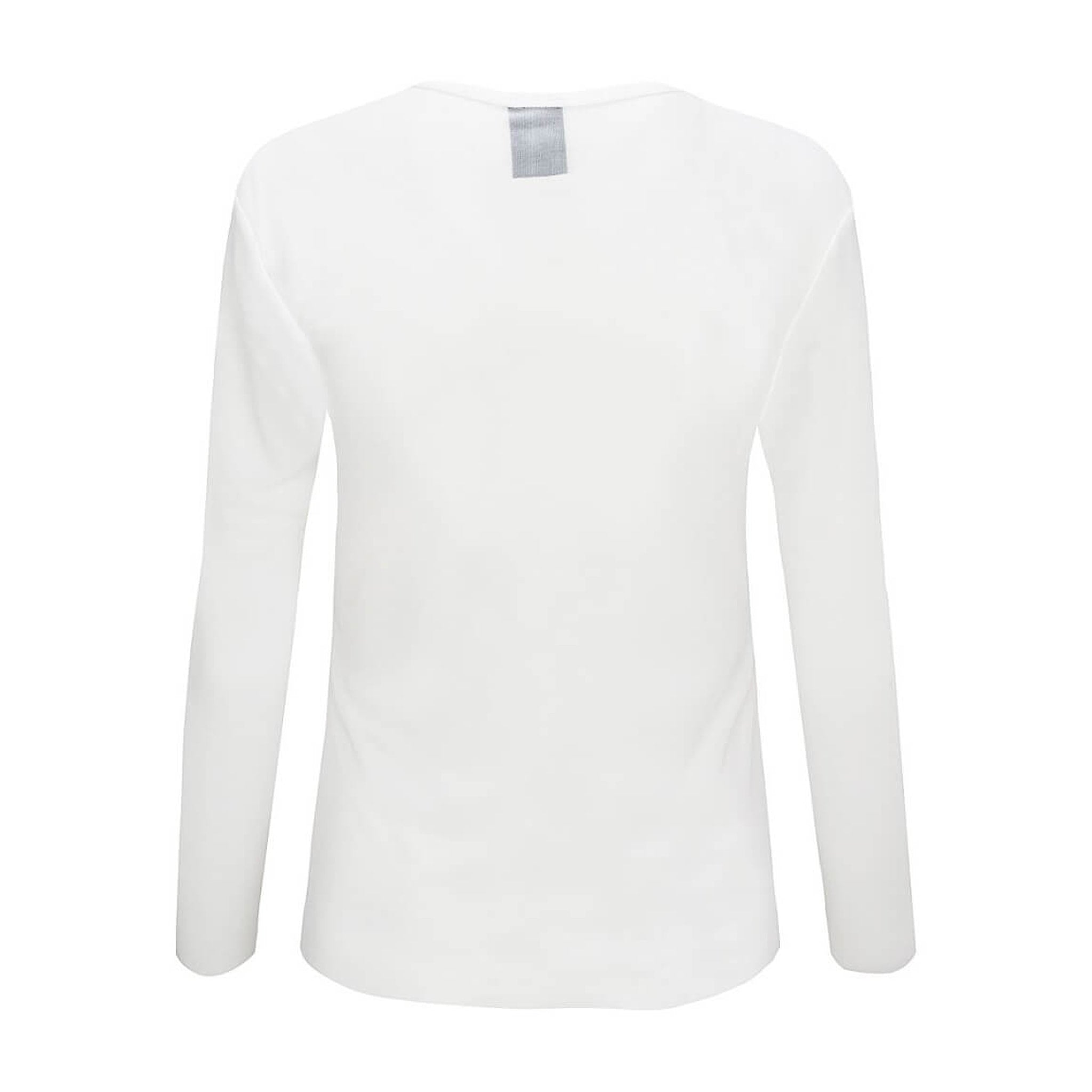 Cremehvid Sigborg mesh bluse fra OneTwo Luxzuz med lange ærmer set bagfra