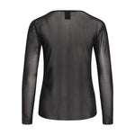 Sort gennemsigtig mesh bluse med lange ærmer set bagfra