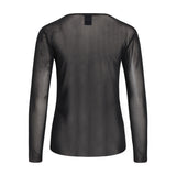 Sort gennemsigtig mesh bluse med lange ærmer set bagfra