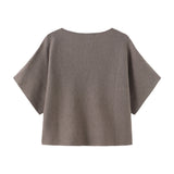 Grå Zana Knit strik i Rain Drum set bagfra med boxy form og rund hals