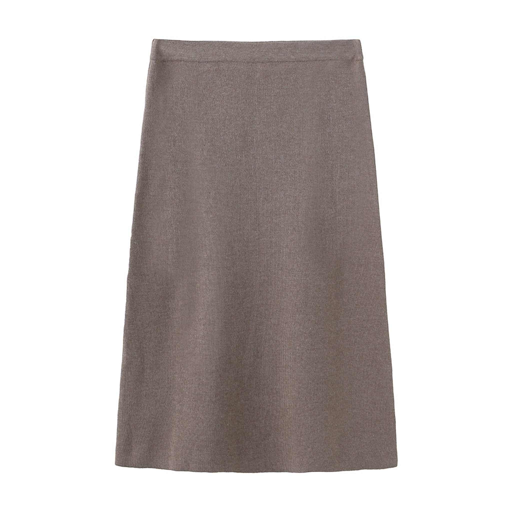 Grå nederdel i strik Zandra Knit fra OneTwo Luxzuz i farven Rain Drum, lagt fladt og set forfra