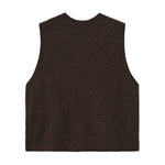 Brun strikket vest Zannap Knit i Choco Lux set bagfra