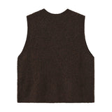 Brun strikket vest Zannap Knit i Choco Lux set bagfra