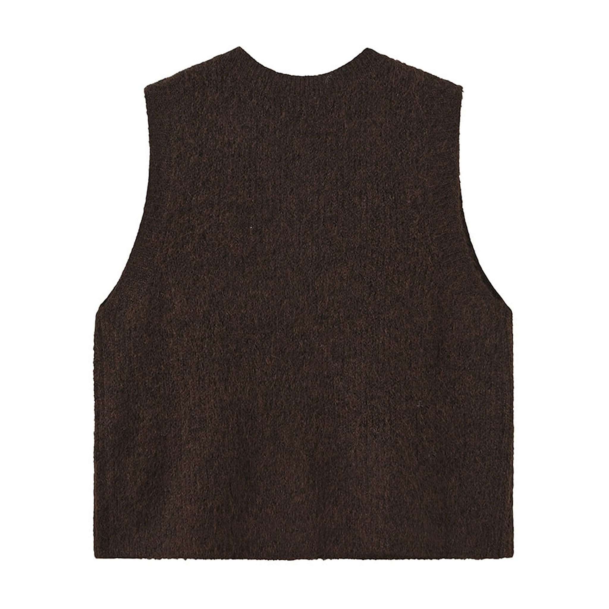 Brun strikket vest Zannap Knit i Choco Lux set bagfra