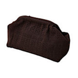 Mørkebrun Rosalia Clutch taske fra Pico i vævet polyester med hulmønster og blød, afrundet form