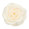 Hvid hårklemme fra Pico med rose i satin i farven Ivory, set ovenfra med lag af kronblade