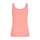 Pink ribbet top fra Pulz med brede stropper og rund udskæring, set bagfra