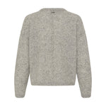 Grå meleret pullover fra Pulz set bagfra med søm midt ned ad ryggen