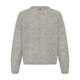 Grå meleret pullover fra Pulz set bagfra med søm midt ned ad ryggen