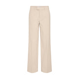 Beige wide leg bukser fra Pulz med høj talje, bæltestropper og pressefolder set forfra